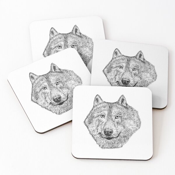 Item preview, Grey Wolf Stipple Art - Detailed Head and Fur Pen & Ink Drawing designed and sold by wbhny.