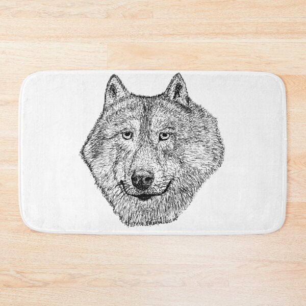 Item preview, Grey Wolf Stipple Art - Detailed Head and Fur Pen & Ink Drawing designed and sold by wbhny.