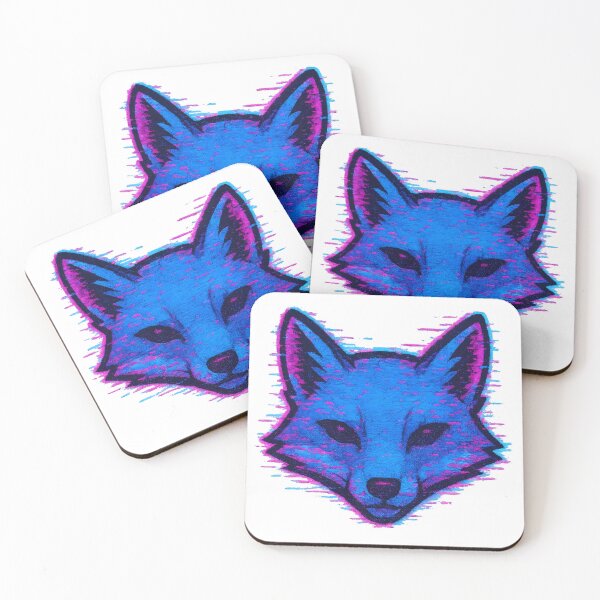 Item preview, Cyberpunk Glitch Fox Head Sticker – Neon Electric Blue and Pink Aesthetic designed and sold by ManxCatAndy.