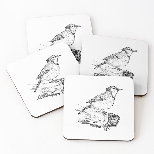 Item preview, Blue Jay Stipple Art - Detailed Bird and Nature Pen & Ink Drawing designed and sold by wbhny.
