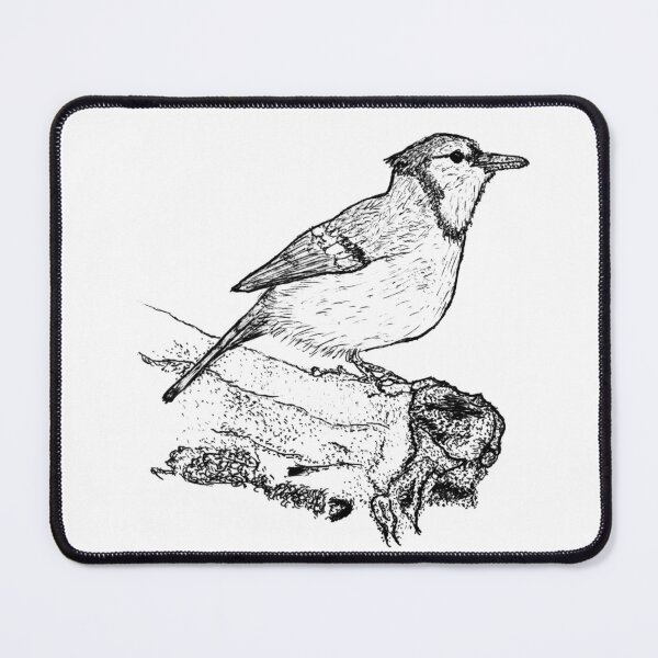 Item preview, Blue Jay Stipple Art - Detailed Bird and Nature Pen & Ink Drawing designed and sold by wbhny.