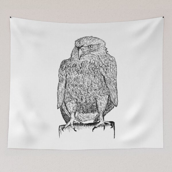 Item preview, Majestic Eagle Stipple Art - Detailed Bird of Prey Pen & Ink Drawing designed and sold by wbhny.