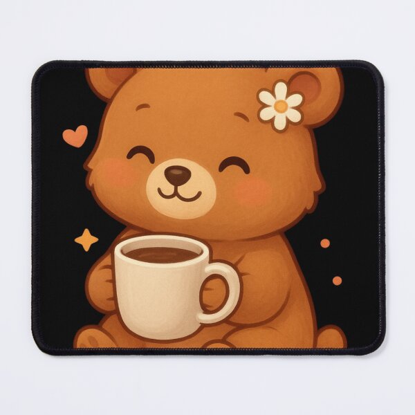 Artikelvorschau, 3D Süßer Bär mit Kaffeetasse Sticker – Kawaii Tier Aufkleber entworfen und verkauft von NuboDesigns.