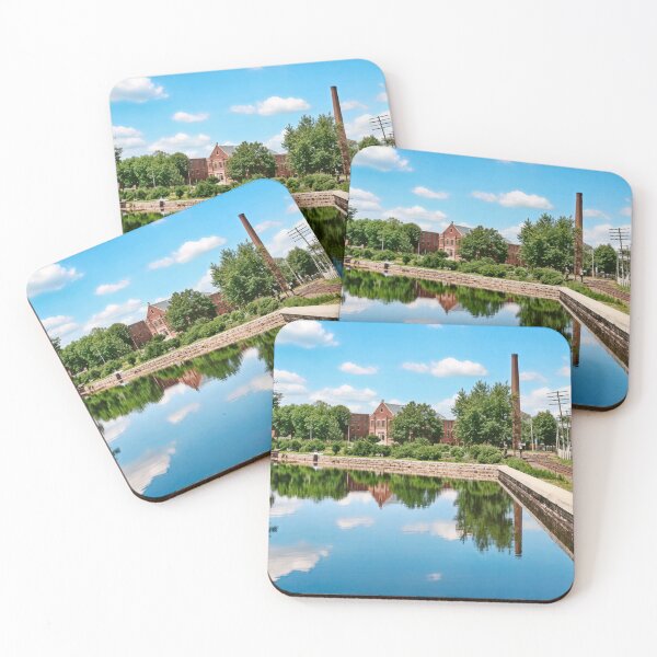 Item preview, Tranquil Lake Scene with Historic Buildings & Railroad Tracks designed and sold by plugsnpixels.