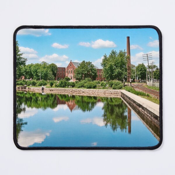 Item preview, Tranquil Lake Scene with Historic Buildings & Railroad Tracks designed and sold by plugsnpixels.