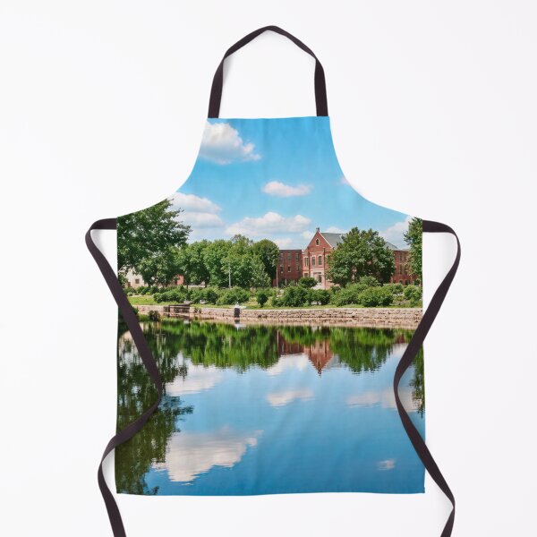 Item preview, Tranquil Lake Scene with Historic Buildings & Railroad Tracks designed and sold by plugsnpixels.