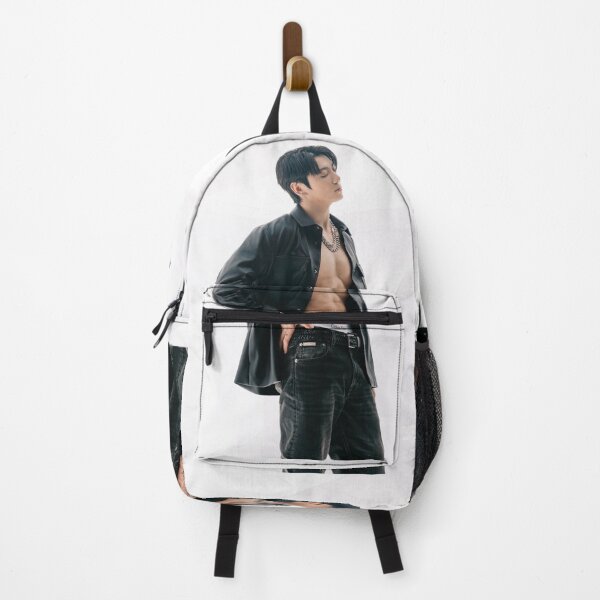 Item preview, Jungkook poses in a black shirt designed and sold by loveiscosmic.