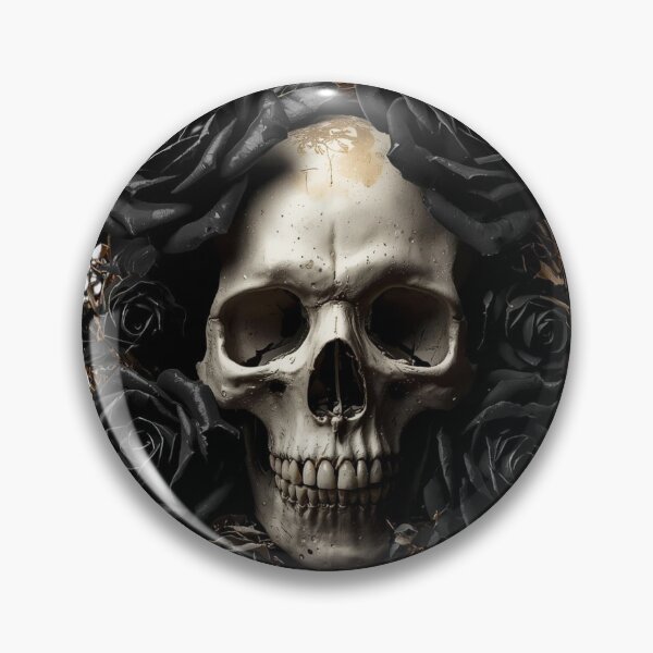 Artikelvorschau, Dark Gothic Skull – Roses and Golden Thorns entworfen und verkauft von StilKreationen.
