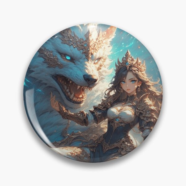 Artikelvorschau, Himmlische Königin mit Frostwolf – Majestätisches Fantasy-Artwork entworfen und verkauft von AI ART Studio.