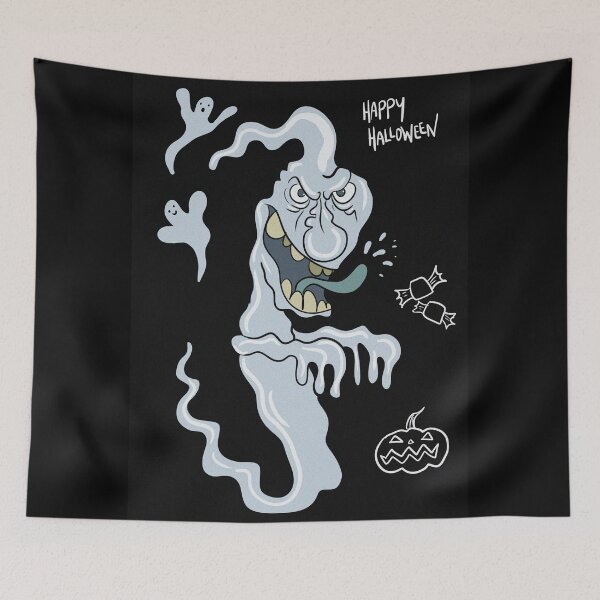 Item preview,  Halloween Ghost spooky hand drawn cartoon art illustration designed and sold by Vintage Designs +.