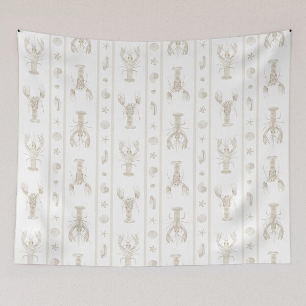 Item preview, Lobsters and Shells with Stripes in Sandy Beige Watercolor designed and sold by KConfetti.