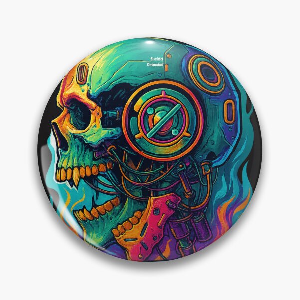 Item preview, Cyberpunk Tech Skull – System Override Neon Cyborg Art designed and sold by Thaivi Design.