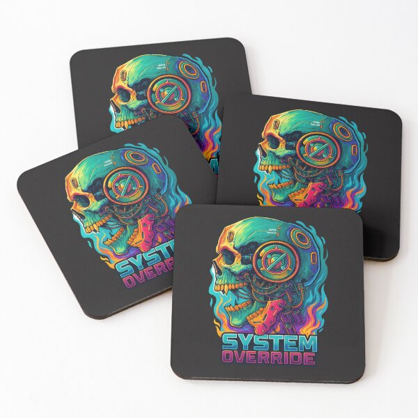 Item preview, Cyberpunk Tech Skull – System Override Neon Cyborg Art designed and sold by Thaivi Design.
