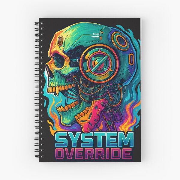 Item preview, Cyberpunk Tech Skull – System Override Neon Cyborg Art designed and sold by Thaivi Design.