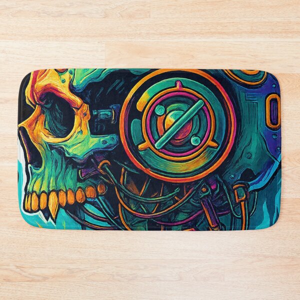 Item preview, Cyberpunk Tech Skull – System Override Neon Cyborg Art designed and sold by Thaivi Design.