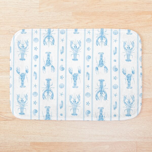Item preview, Langostas y conchas con rayas en acuarela azul claro designed and sold by KConfetti.