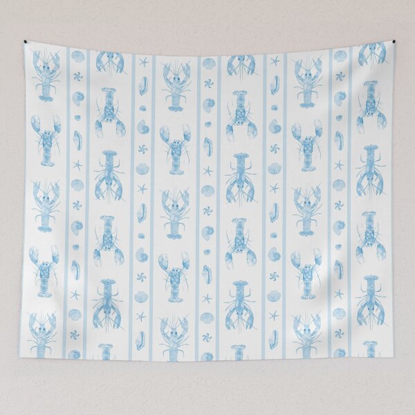 Item preview, Lobsters and Shells with Stripes in Light Blue Watercolor designed and sold by KConfetti.