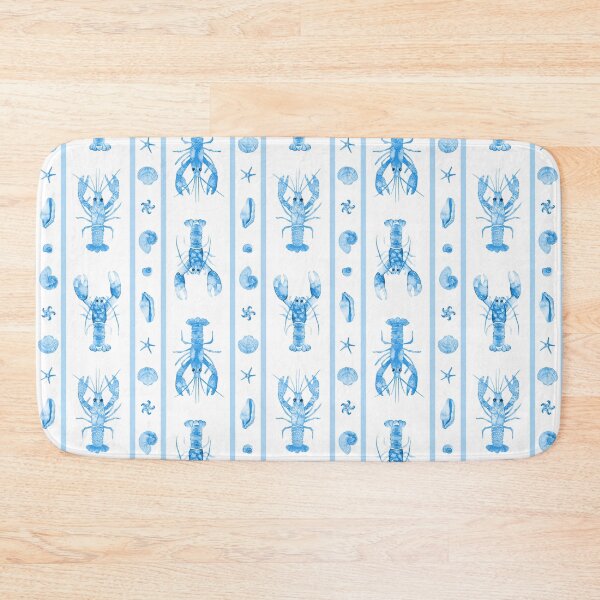 Item preview, Lobsters and Shells with Stripes in Cornflower Blue Watercolor designed and sold by KConfetti.