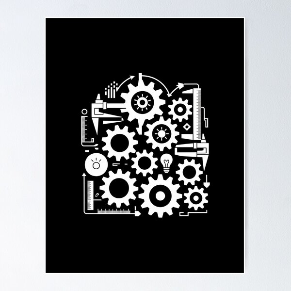 Item preview, Engineer Mind T-Shirts | Gears & Blueprints Design designed and sold by Reichcorp.