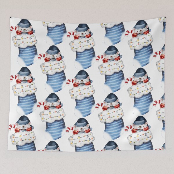 Aperçu de l'œuvre Petits cadeaux à glisser dans une chaussette de Noël - Adorables oursons dans une chaussette de Noël créée et vendue par FuzionRaptor.