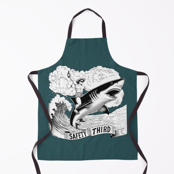 Item preview, Safety Third Shark Rodeo T-Shirt | Vintage Graphic Line Art Spoof designed and sold by Larry Oates.