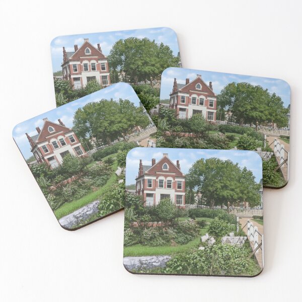 Item preview, Charming Historic Town Park with Lush Greenery & Wooden Bridge designed and sold by plugsnpixels.