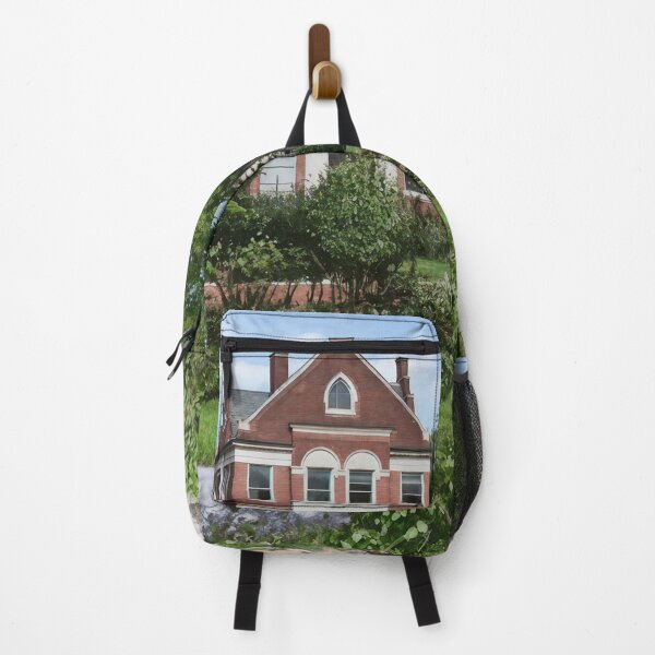 Item preview, Charming Historic Town Park with Lush Greenery & Wooden Bridge designed and sold by plugsnpixels.