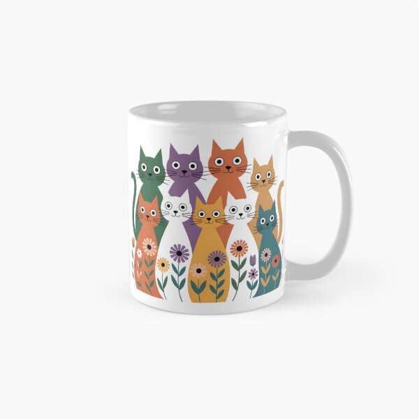 Item preview, Colorful Cats in Bloom – Retro Floral Cat Art Design designed and sold by PixelExpressStudio.