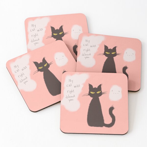 Item preview, Pink judgmental black cat  designed and sold by maple_n_apple_artworks.