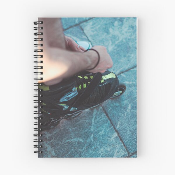 Item preview, Urban Roll: Lacing Up Inline Skates on Blue Stone Pavement designed and sold by MDB_Shop.