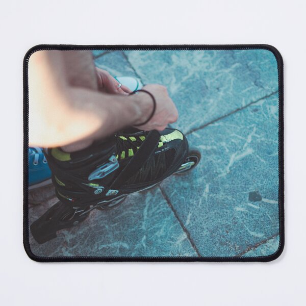 Item preview, Urban Roll: Lacing Up Inline Skates on Blue Stone Pavement designed and sold by MDB_Shop.