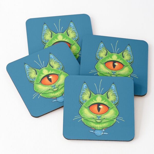 Item preview, ALIEN CAT CYCLOPS - Green designed and sold by thoughtsupnorth.
