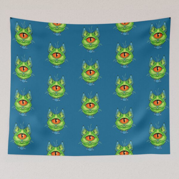 Item preview, ALIEN CAT CYCLOPS - Green designed and sold by thoughtsupnorth.