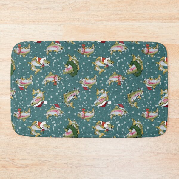 Item preview, Merry Fishmas — Festive Trout Christmas Pattern designed and sold by DerpCatSketches.