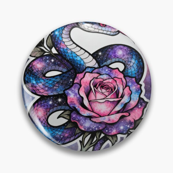 Artikelvorschau, Himmlische Schlange und Rose – Galaxie-Tattoo-Kunst entworfen und verkauft von CosmicHartonn.