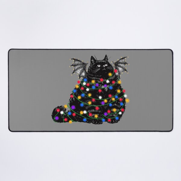 Item preview, Chonky Black Bat Cat In Christmas Lights designed and sold by KilkennyCat Art.