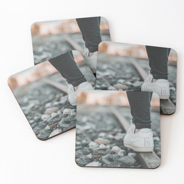 Item preview, White Sneaker Balancing on Moody Railroad Track designed and sold by MDB_Shop.