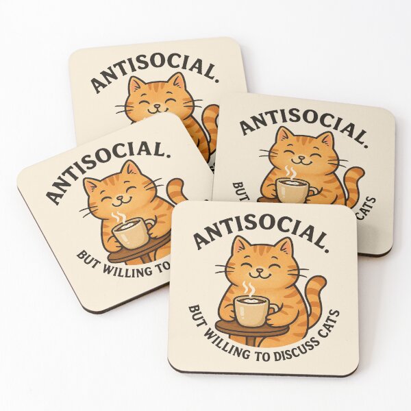 Item preview, Antisocial Cat With Coffee – Funny Introvert Kitty Quote designed and sold by Florarts.