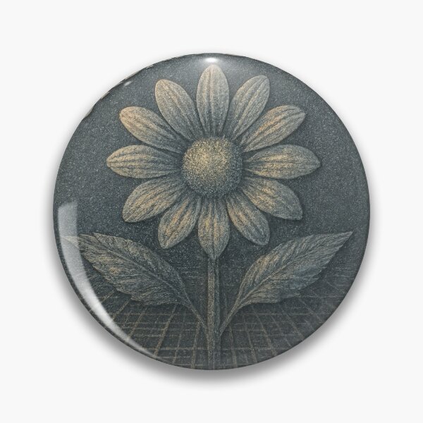 Item preview, Antiqued round coin shows daisy flower over grid with URBAN BLOOM designed and sold by Creative88Art.