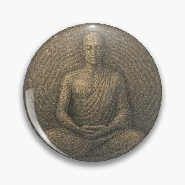 Item preview, Sand toned coin with robed monk in lotus pose and meditative mudra designed and sold by Creative88Art.