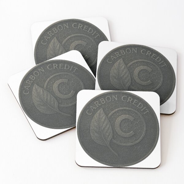 Item preview, Close up coin with carbon credit text, leaf and C emblem on honeycomb designed and sold by Creative88Art.
