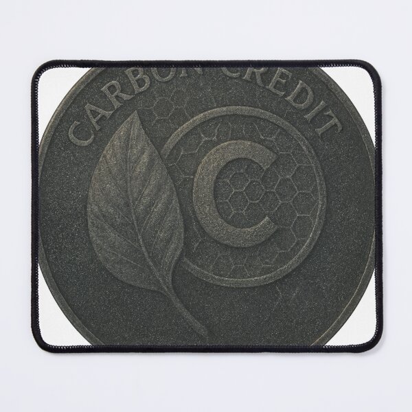 Item preview, Close up coin with carbon credit text, leaf and C emblem on honeycomb designed and sold by Creative88Art.