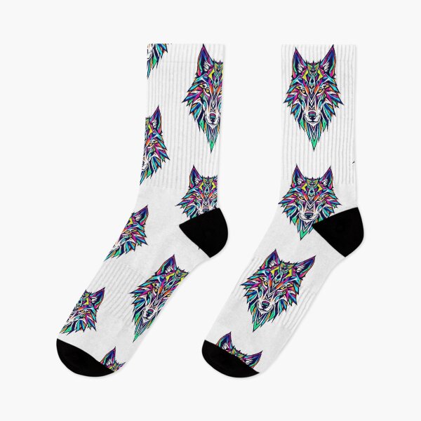 Item preview, Neon Wolf Geometry – Vibrant Abstract Spirit Animal Art designed and sold by snoezelstudio.