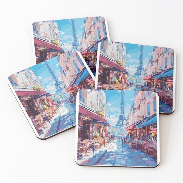 Item preview, Paris Eiffel Tower Cafe Street Art Print designed and sold by LaFabricaArt.