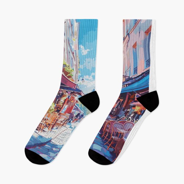 Item preview, Paris Eiffel Tower Cafe Street Art Print designed and sold by LaFabricaArt.