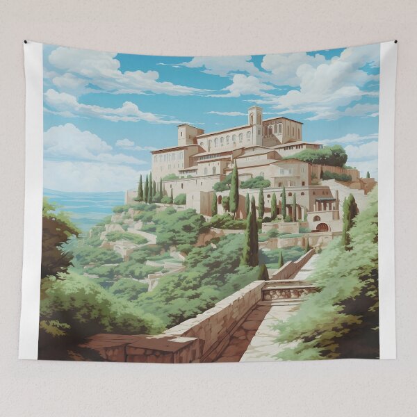 Item preview, Assisi Italy Hill Town Medieval Art Poster designed and sold by LaFabricaArt.