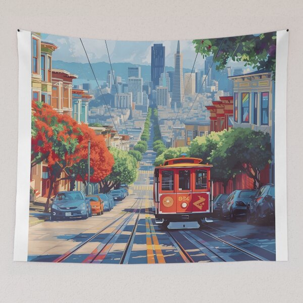 Item preview, San Francisco Cable Car Iconic City Poster designed and sold by LaFabricaArt.