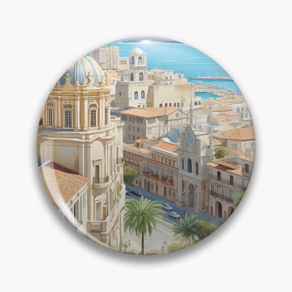 Item preview, Malaga Spain Mediterranean Cityscape Travel Art designed and sold by LaFabricaArt.