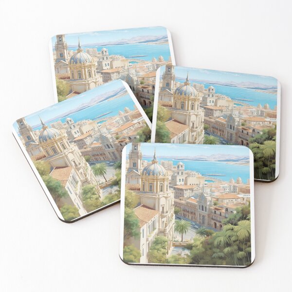 Item preview, Malaga Spain Mediterranean Cityscape Travel Art designed and sold by LaFabricaArt.