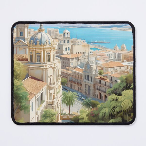 Item preview, Malaga Spain Mediterranean Cityscape Travel Art designed and sold by LaFabricaArt.